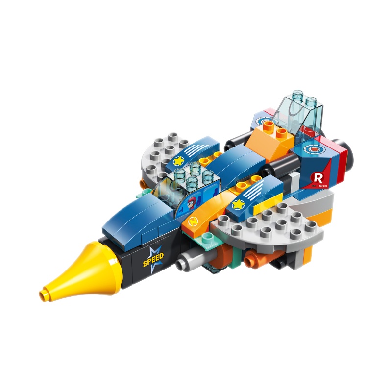 费乐87大颗粒儿童益智力拼装积木男女孩子百变战斗机积木卡通玩具/1657