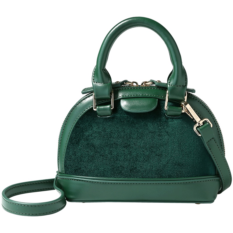 2019冬季潮款丝绒包包女复古天鹅绒手提小号绒面贝壳包单肩斜挎包小号s