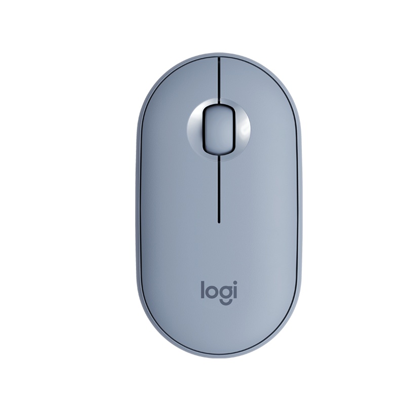 罗技 (Logitech) Pebble 鹅卵石轻薄型无线蓝牙轻音鼠标光电蓝牙台式机笔记本电脑家用商务办公鼠标 雾霭蓝