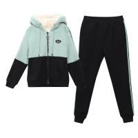 均妮羊羔毛加绒加厚休闲卫衣套装女秋冬2021新款韩版连帽运