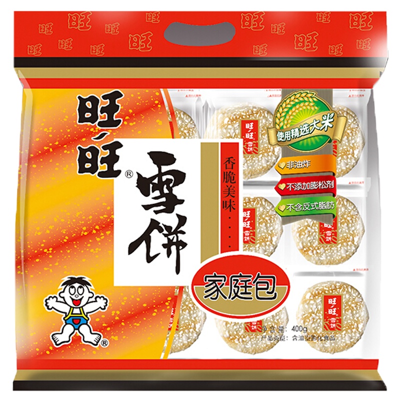 旺旺 雪饼 零食 膨化食品 饼干糕点 家庭装 400g
