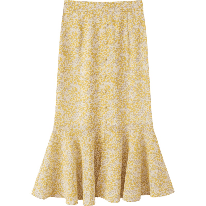 OtherMix开叉碎花鱼尾裙2021年夏季新款韩版时尚高腰包臀半身裙子