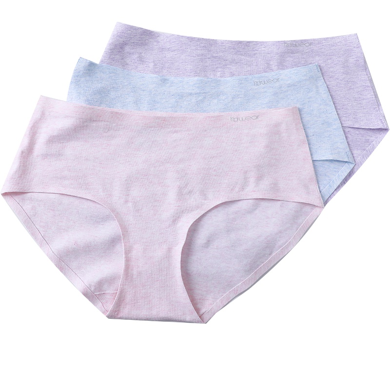 红豆居家(Hodohome)女士内裤19春夏无痕棉氨色纺一片式剪裁透气舒爽女士内裤3条组合装