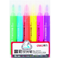 [精选]得力(deli)33111 彩色荧光笔荧光记号笔彩色笔日韩 水彩 6支/盒