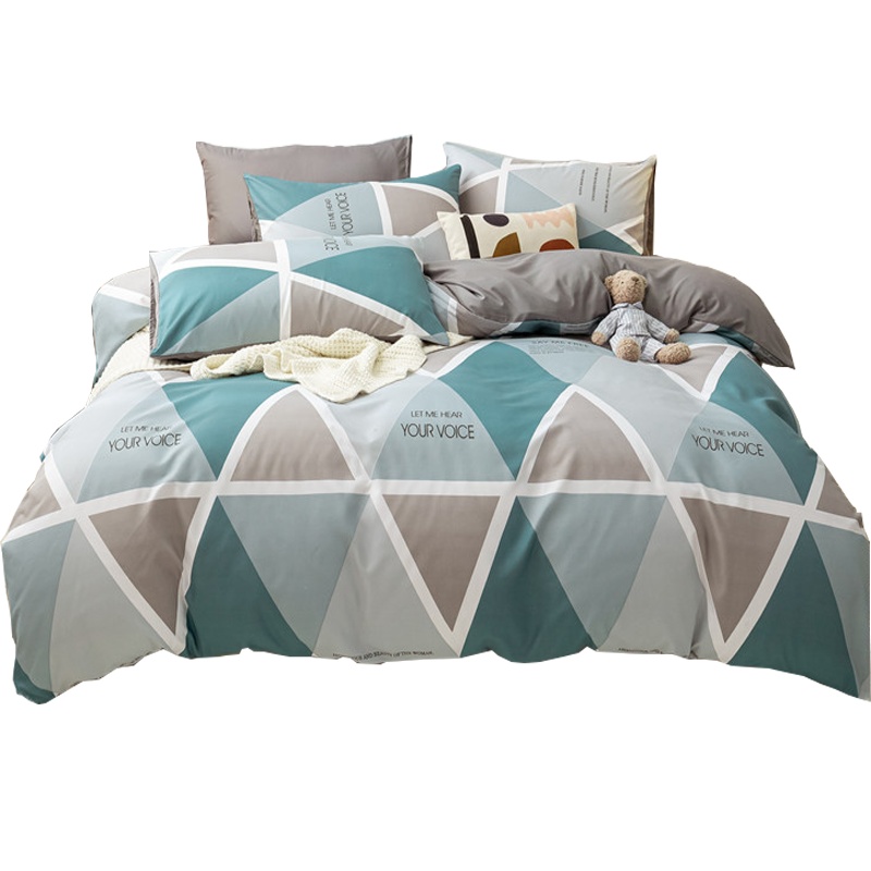 北极绒(Bejirog)ins风印花亲肤四件套水洗棉双拼三件套网红1.8米床学生宿舍单人被套