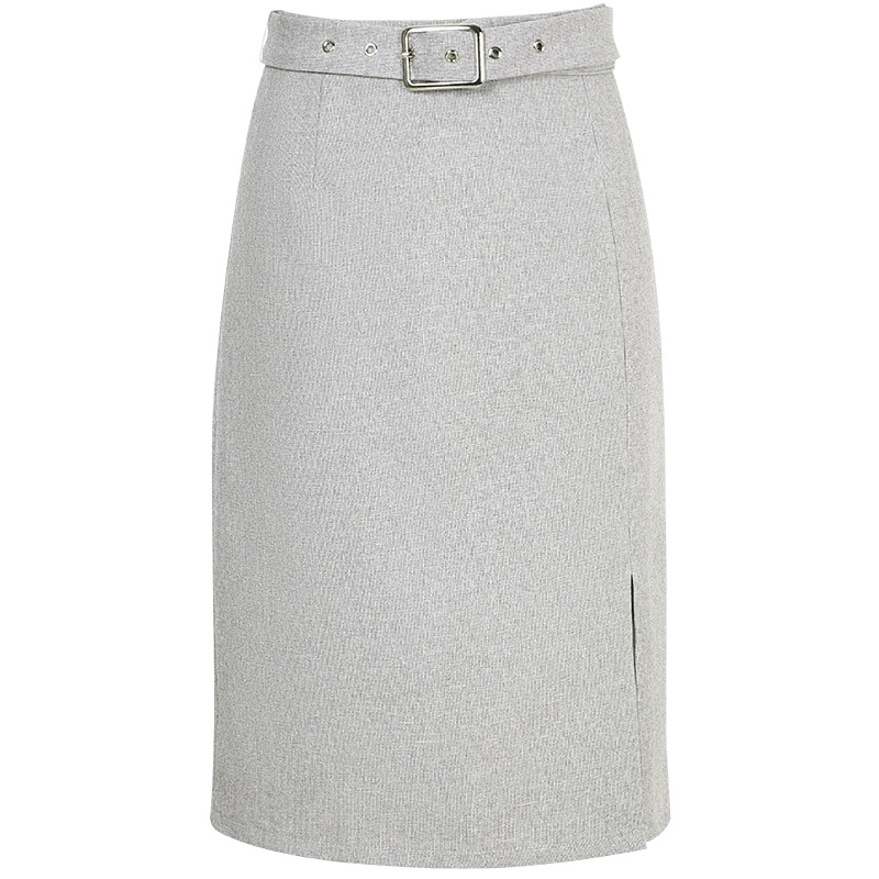 晚白2021春季新品时尚百搭职业纯色高腰包臀裙通勤半裙半身裙女