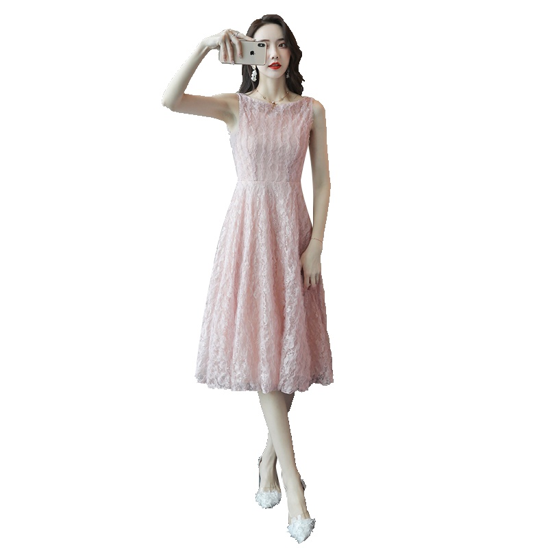 丝柏舍夏装女2020纯色温柔风暖系无袖中长款仙女裙S92B0575L