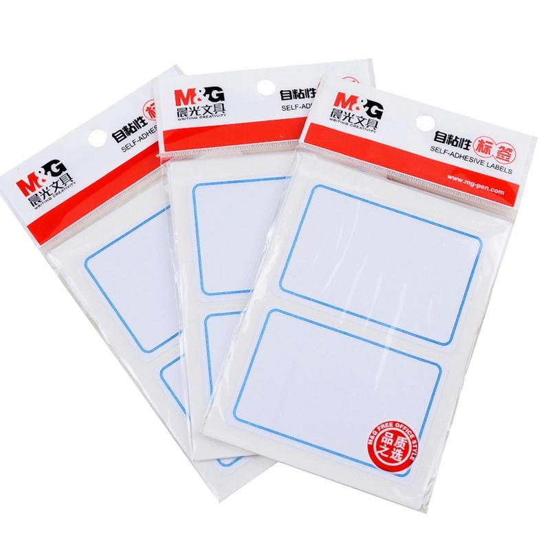 晨光(M&G)YT-02自粘性手写标签纸 蓝色10张/包 10包装 76*51mm不干胶分类贴纸 价格贴 幼儿园姓名贴纸