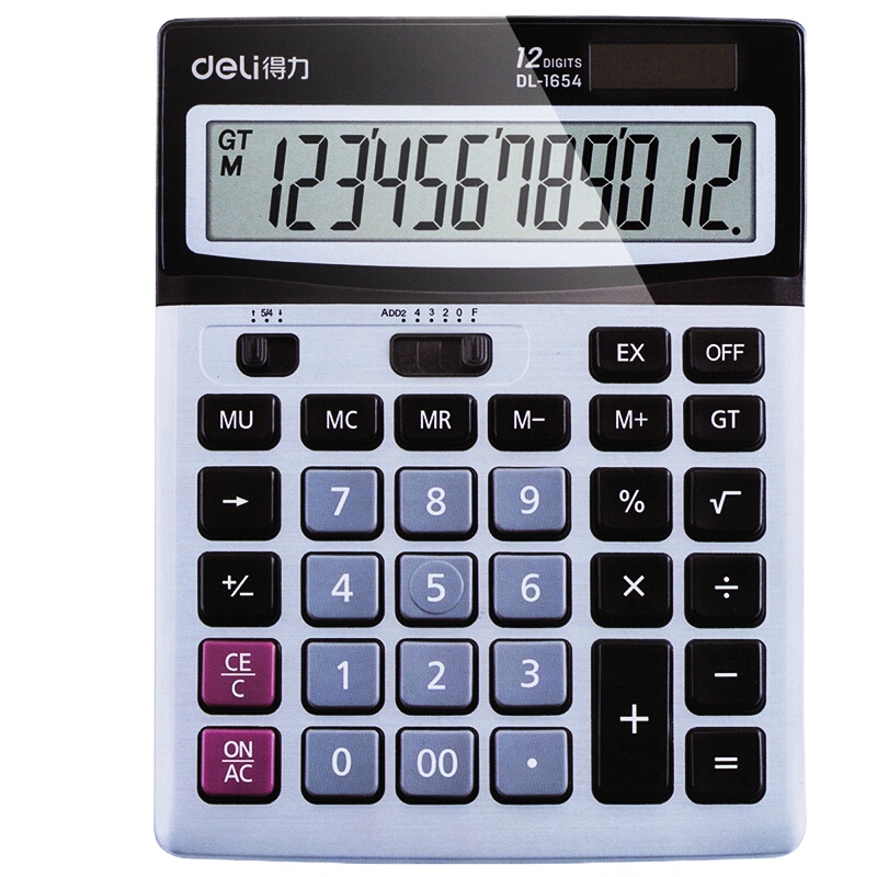 [苏宁宜品]得力 1654 12位数 双电源非语音计算器(一台装)