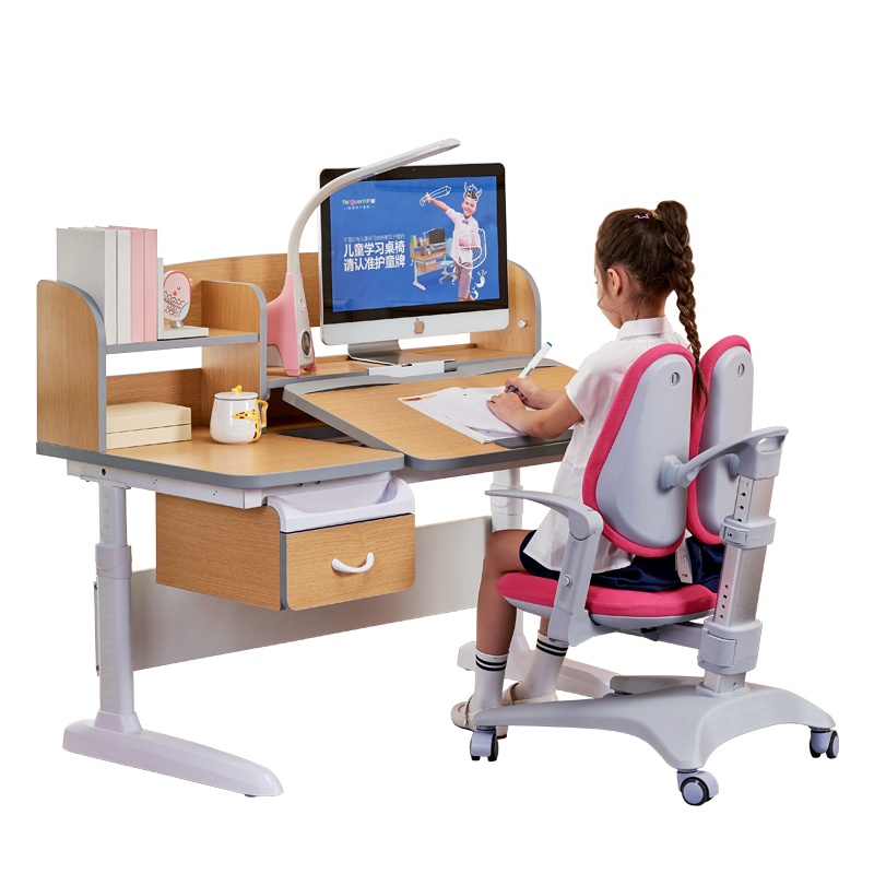 护童实木儿童学习桌椅抗菌写字桌学生学习书桌课桌套装家用512SNW