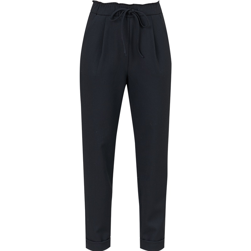 娅丽达女裤秋季2019新款哈伦裤休闲运动宽松系带松紧腰九分烟管裤I3830