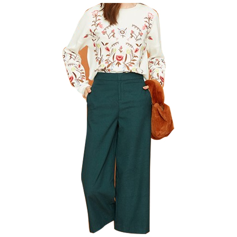 拉夏贝尔阔腿裤女士春秋季新款显瘦韩版百搭时尚休闲裤直筒裤九分裤子30074267