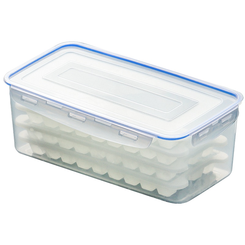 拜杰冰块模具冰盒带盖冰格制冰模具带冰铲制冰器保鲜盒冰块格子冰箱冻冰格模具4层共144格