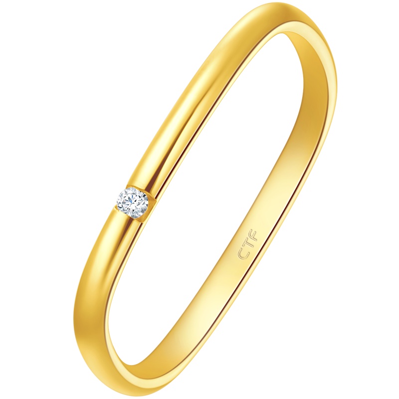 周大福17916系列22K金钻石小方戒戒指钻戒CE63534特惠