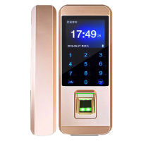 全国上门安装 玻璃门指纹锁双开门单密码锁智能门锁有无框办公室门禁带考勤遥控 单开门有框