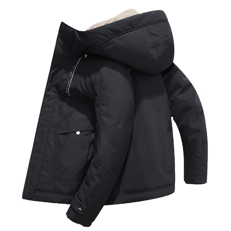 雪中飞男装2019秋冬新品工装风青年休闲个性口袋连帽短款羽绒服