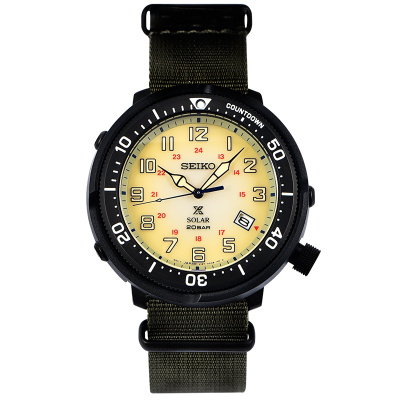 精工(SEIKO)日本原装手表 PROSPEX系列 罐头水鬼夜光太阳能表 SBDJ029J