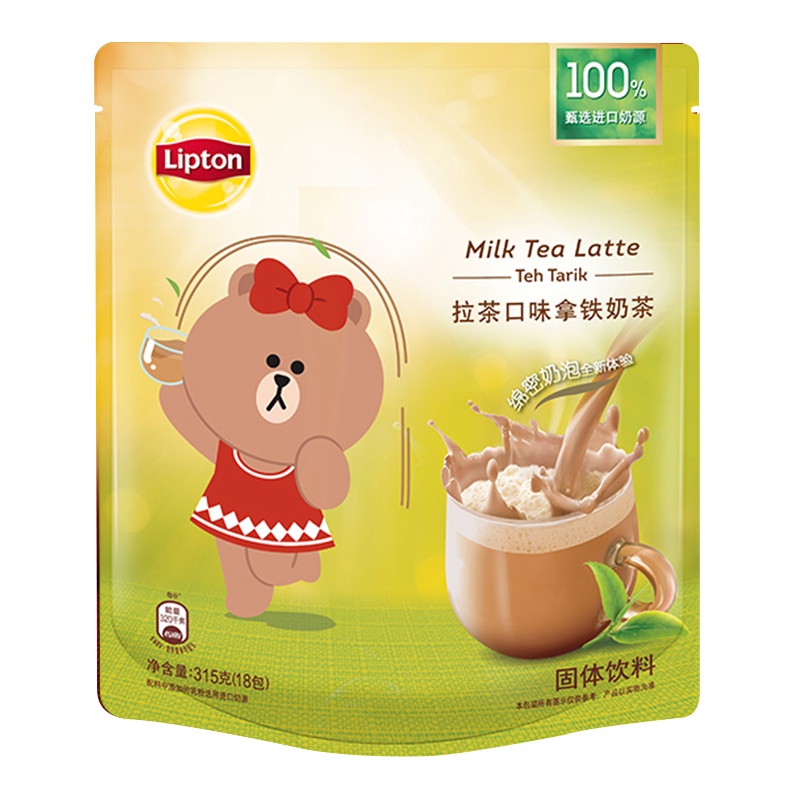 立顿Lipton 拉茶口味拿铁奶茶 速溶固体饮料冲调饮品18包315g (新老包装随机发货)