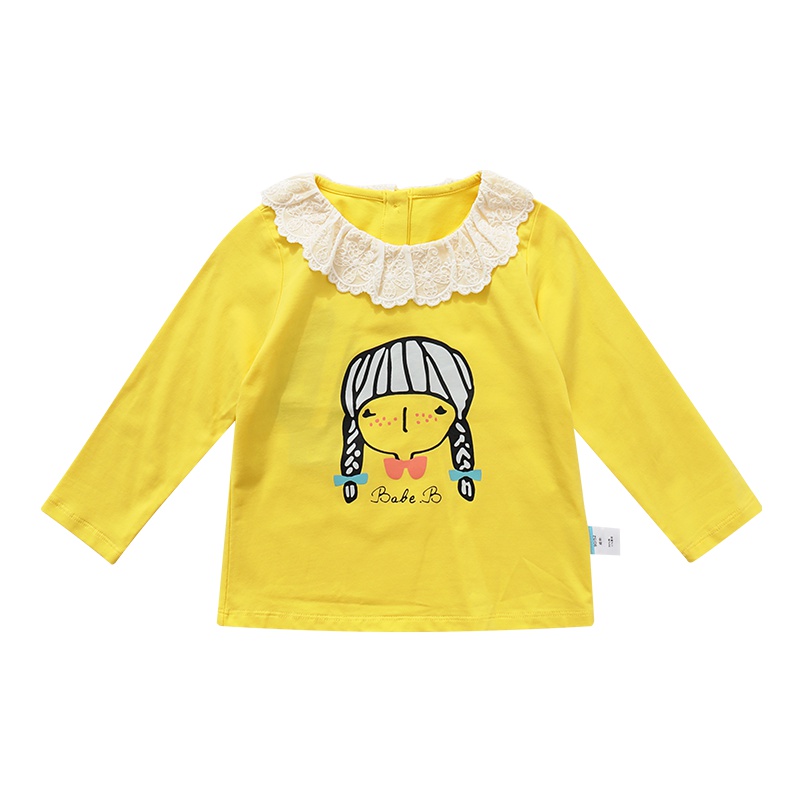 宝贝巴迪童装2019秋款新品女童棉质舒适宽松可爱图案T恤上衣8832111