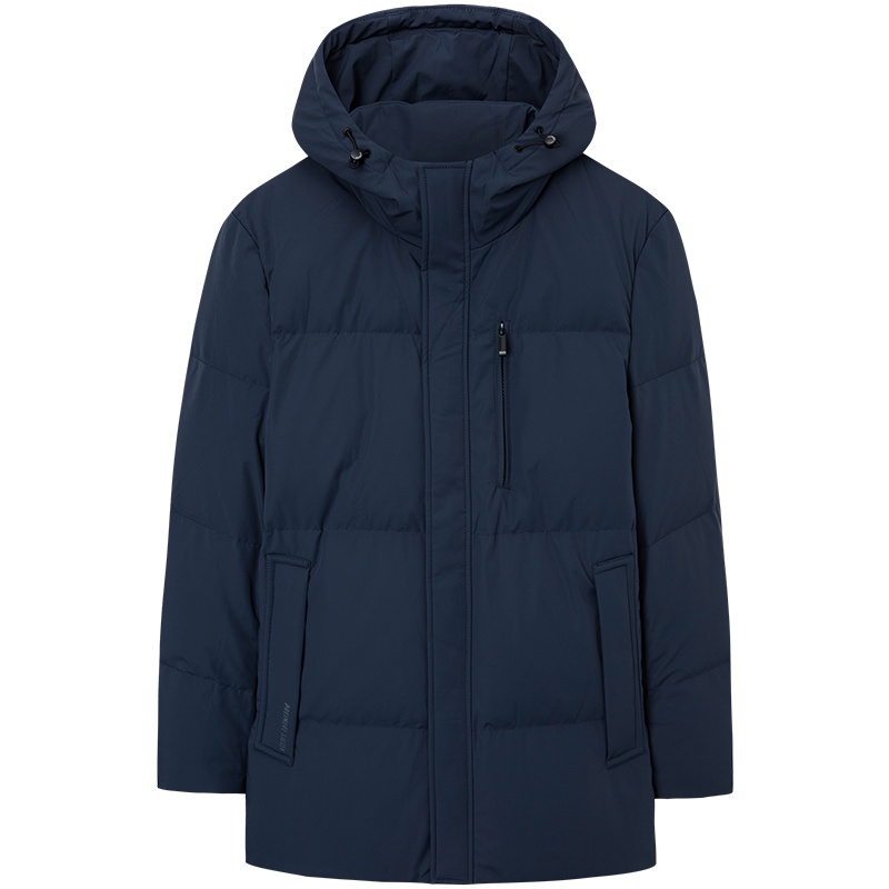 才子中长款羽绒服保暖灰鸭绒冬季新款商务大衣连帽外套潮