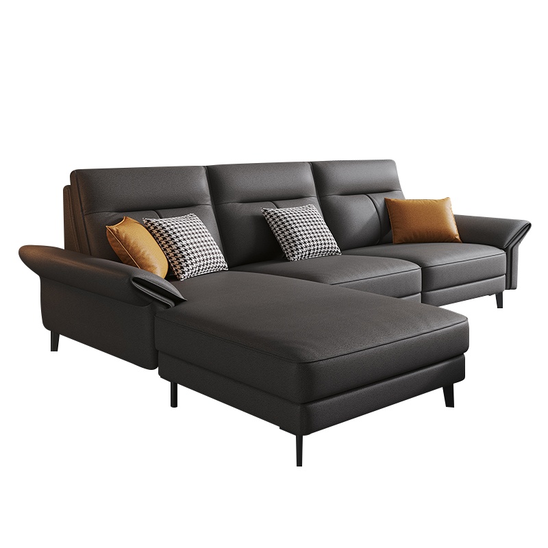 都市名门 北欧轻奢皮艺沙发客厅家具家居沙发现代简约大小户型意式极简沙发简欧风格免洗双人贵妃乳胶沙发组合