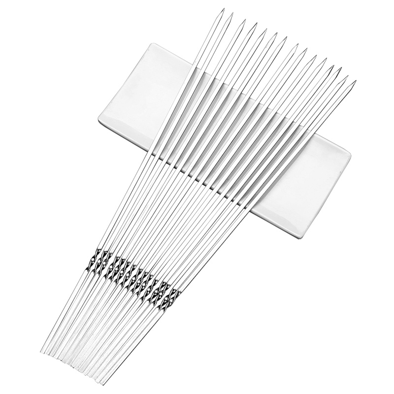 烧烤签子不锈钢304扁签加厚60支家用羊肉串铁仟烤肉钢签工具全套