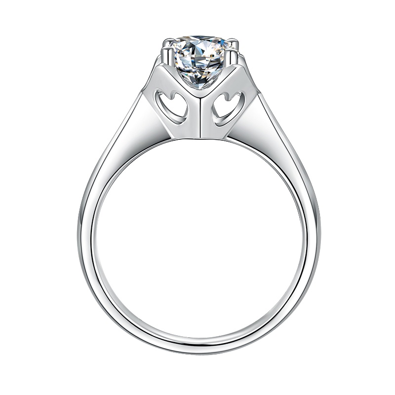 金至福 白18K金钻石戒指钻戒女求婚戒指结婚订婚百合花4爪定制婚戒纪念日礼物 百年好合