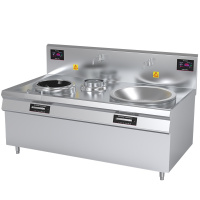 乐创(lecon)商用电磁大小组合灶 大锅锅径800 15+20KW大功率饭堂企业炒灶 380V LC-J-A1520D