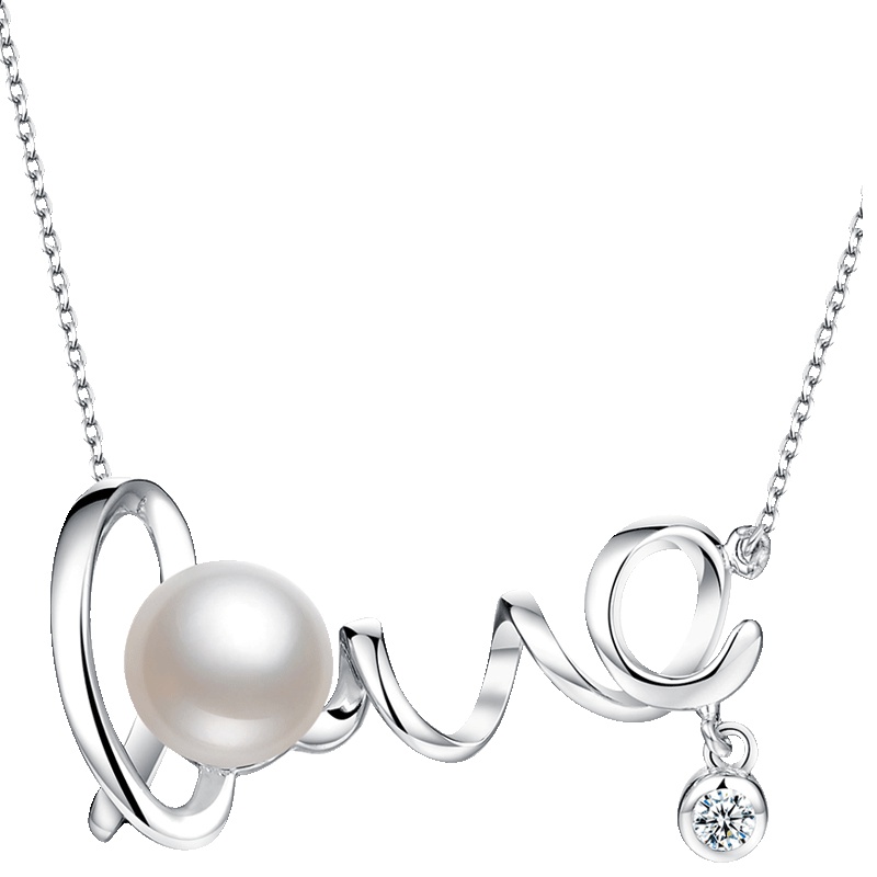 佰色传情(BRIR) S925银镶淡水珍珠项链LOVE BYX046-Z