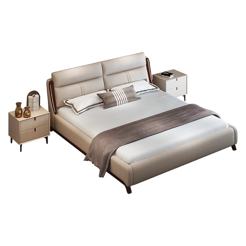 掌上明珠 真皮床欧式双人床现代简约公主卧法式轻奢真皮床网红床卧室家具RC-669