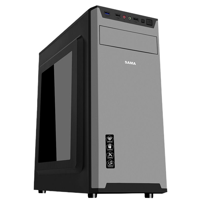 先马(SAMA) 杰作1 电脑机箱 侧透版轻商务型金属面板电脑机箱 黑灰色 单位:个