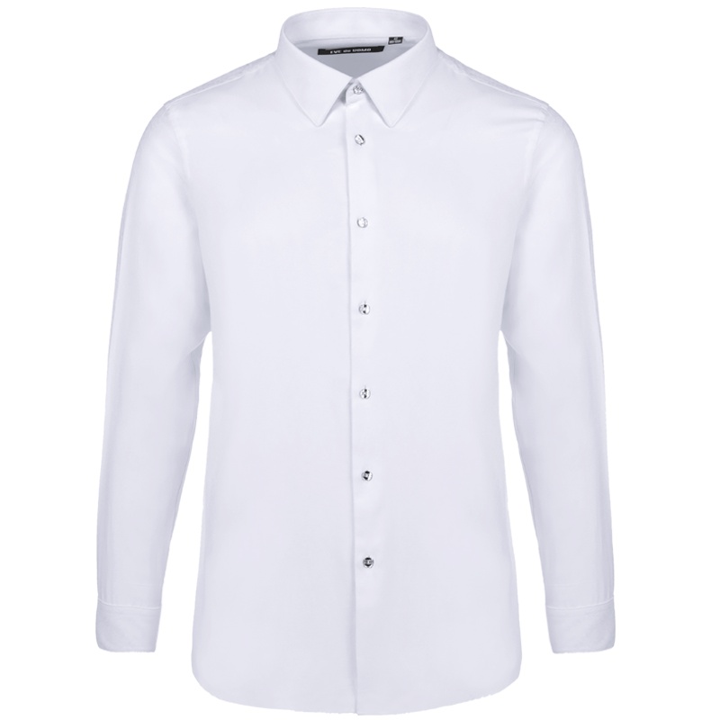 依文白衬衫男士休闲 秋冬纯色提花 商务 长袖衬衣男正装EC770070