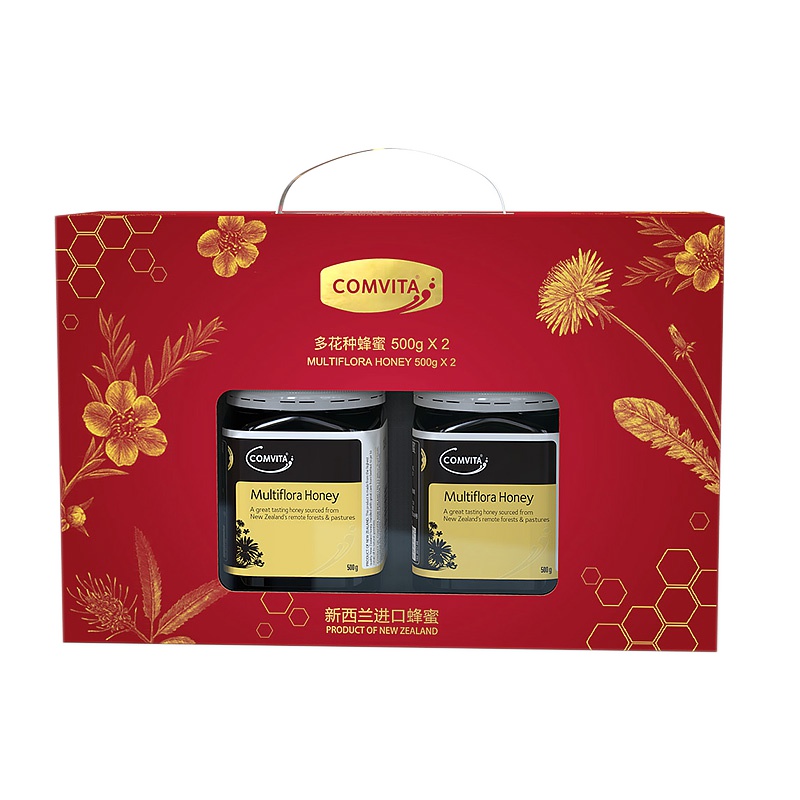 康维他（COMVITA）多花种500g两瓶礼盒装 新西兰进口 蜂蜜礼盒