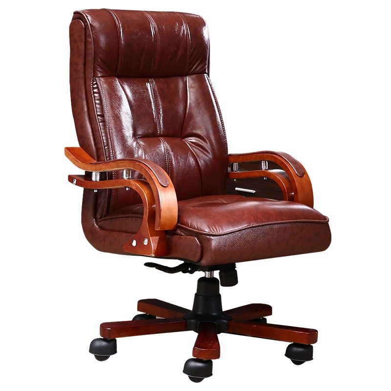 慧采云 办公家具老板椅真皮可躺实木家用书房按摩牛皮升降旋转椅电脑椅办公椅子大班椅