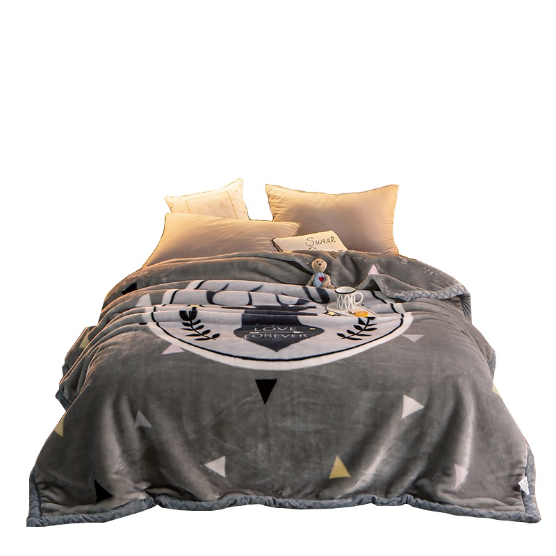 南极人(NanJiren)家纺 秋冬季卡通拉舍尔毛毯珊瑚绒毯子冬季加厚绒面保暖法兰绒垫床加厚被子200*230