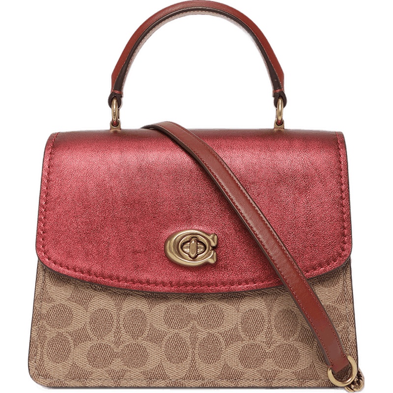 COACH 蔻驰 奢侈品 女士专柜款PARKER系列涂层帆布配皮手提包单肩斜挎包 88075