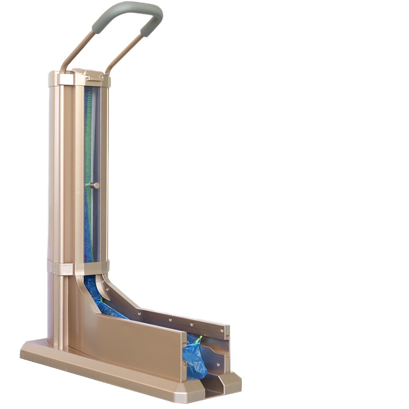 自动鞋套机家用新款踩脚一次性鞋套盒工厂智能鞋膜机进门器 金色卓越版(透明窗带扶手)