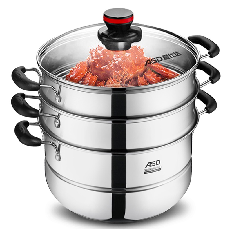 爱仕达(ASD) 蒸锅 WG1526SL 26CM不锈钢蒸锅三层 电磁炉通用 蒸气锅