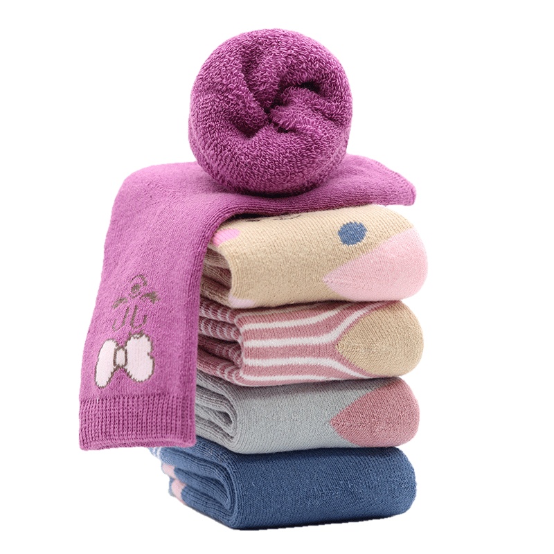 巴布豆配饰儿童袜子秋冬季加厚清 纯棉袜宝宝小童男孩中筒袜冬天男童女童毛圈袜0-10岁