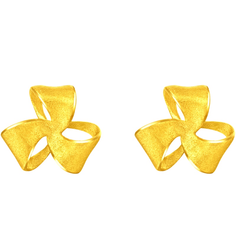 周大福 芬芳花朵 足金金耳钉(工费:88计价)F219121