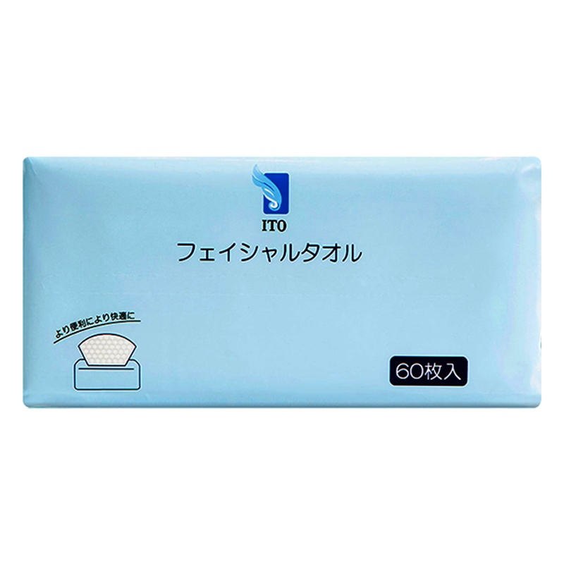 日本ito洗脸巾抽取式一次性棉柔巾洁面巾洗面巾干湿两用60抽 3包装