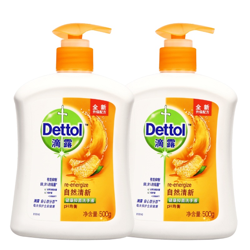 滴露健康抑菌柑橘自然清新洗手液500g*2瓶