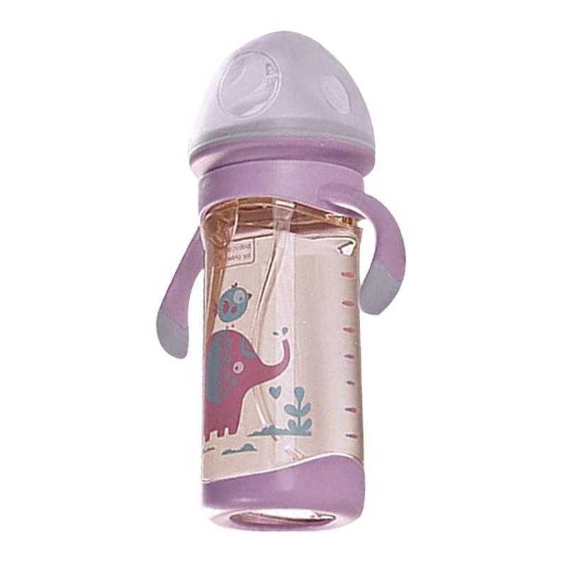 babycare婴儿奶瓶新生儿宽口径ppsu宝宝吸管奶瓶防胀气防摔带手柄260ml 紫色