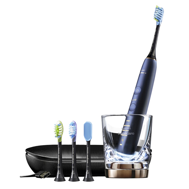 飞利浦(Philips)钻石亮白智能型牙刷 成人充电式声波震动式牙刷31000转/分智能蓝牙版 星空蓝HX9954/52