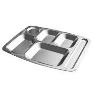 304不锈钢快餐盘 六格分格餐盘 加厚 （餐盘+筷子+勺+碗）10套装