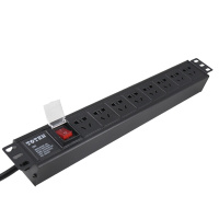 图腾(TOTEN)8位16A PDU 机柜电源分配器 多用插孔pdu电源 机柜专用插座 网络机柜PDU带开关3米线