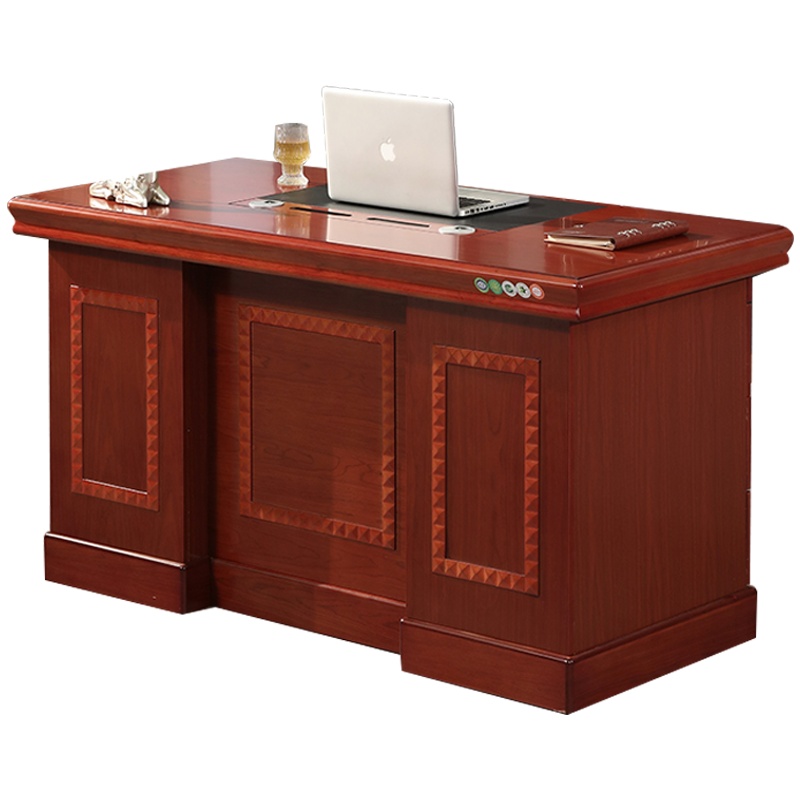 创世人 办公家具办公桌油漆贴木皮老板桌中班台写字桌电脑桌单人位1400*700*760mm
