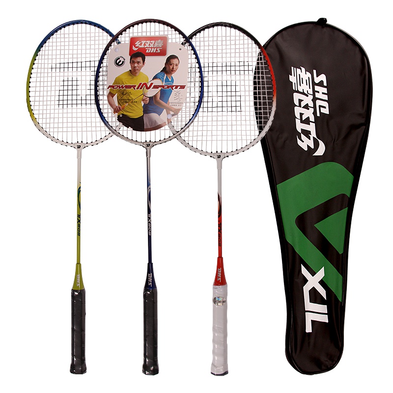 启康 红双喜DHS羽毛球拍 TX202 合金材质 家庭装 三支装 已穿线
