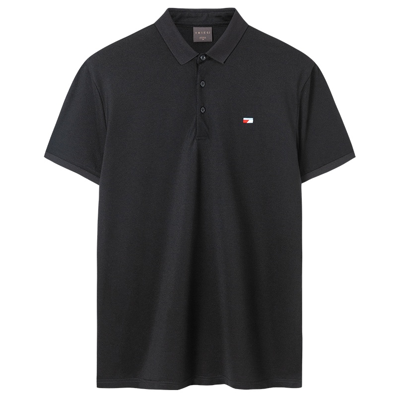 才子男装翻领Polo衫男士2021年夏季新款透气纯色刺绣短袖T恤