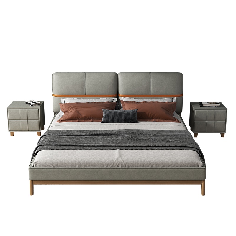 掌上明珠 真皮床1.8米双人床婚床现代简约床主卧榻榻米欧式皮床家具RC-2066